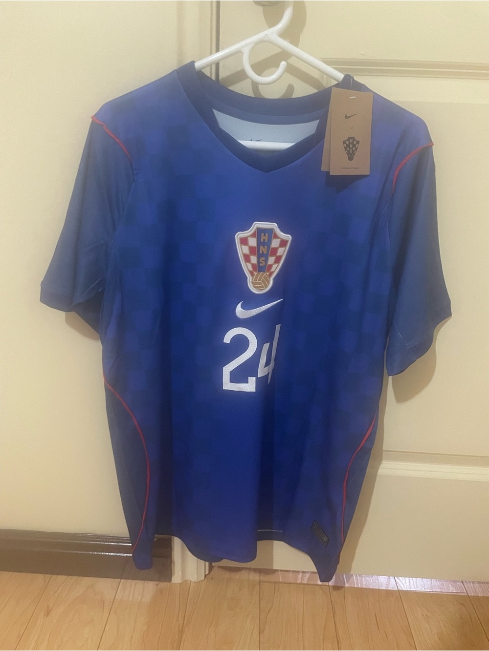 Nike Blue Croatia Soccer Jersey with White Gvardiol 24
